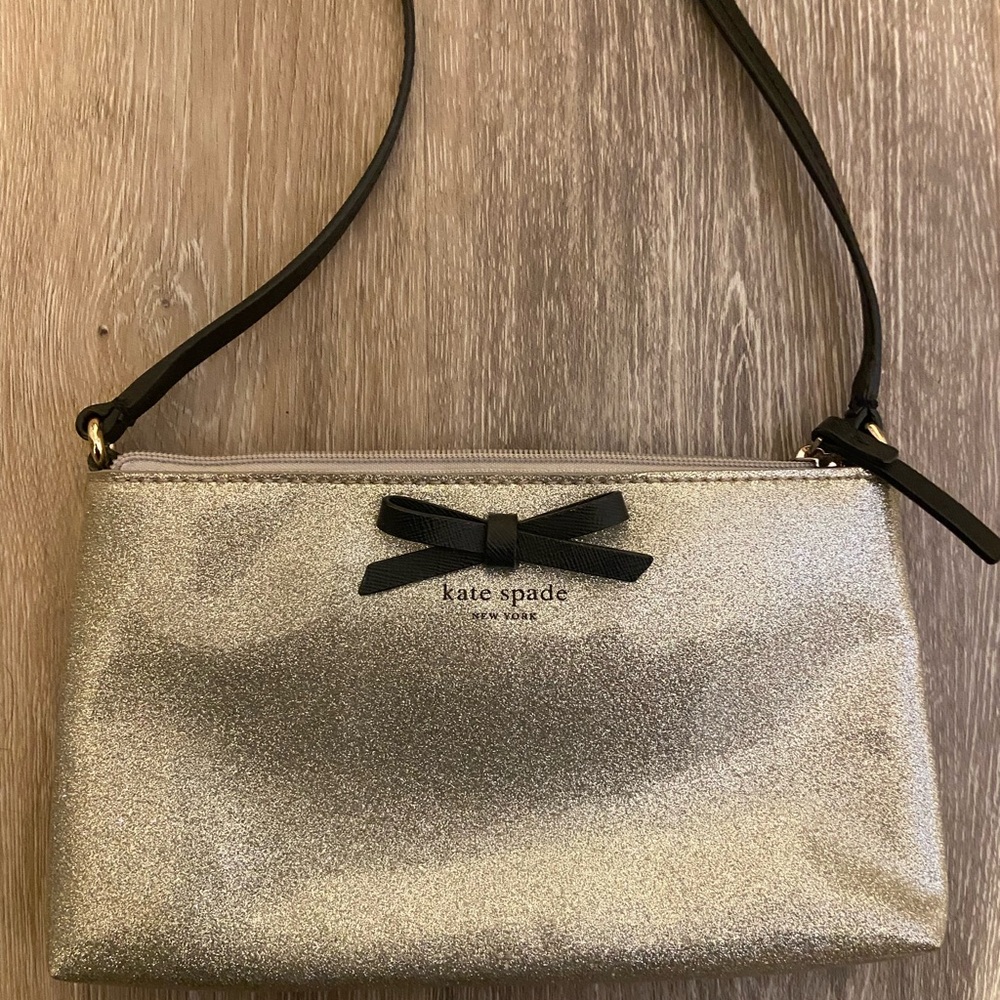 Kate Spade Gold Crossbody Bag with Black Bow